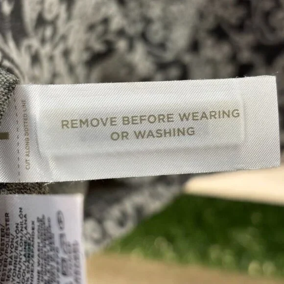 Loft Gray & White Floral Long-Sleeve Dress Size M With Back Zipper - Picture 9 of 11